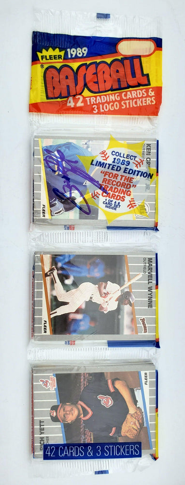 Ken Griffey Jr. Autographed Sealed 1989 Fleer Baseball Rack Pack Rookie Seattle Mariners Beckett BAS #BB79347 - RSA
