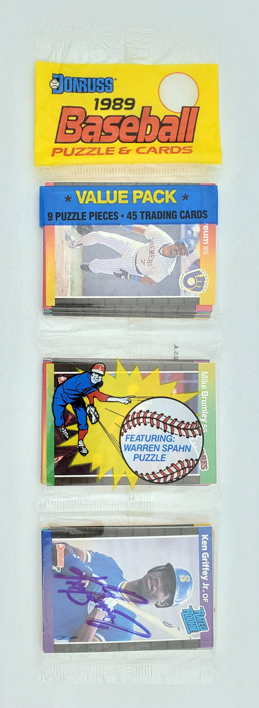 Ken Griffey Jr. Autographed Sealed 1989 Donruss Baseball Rack Pack Rookie Seattle Mariners Beckett BAS #BB79337 - RSA