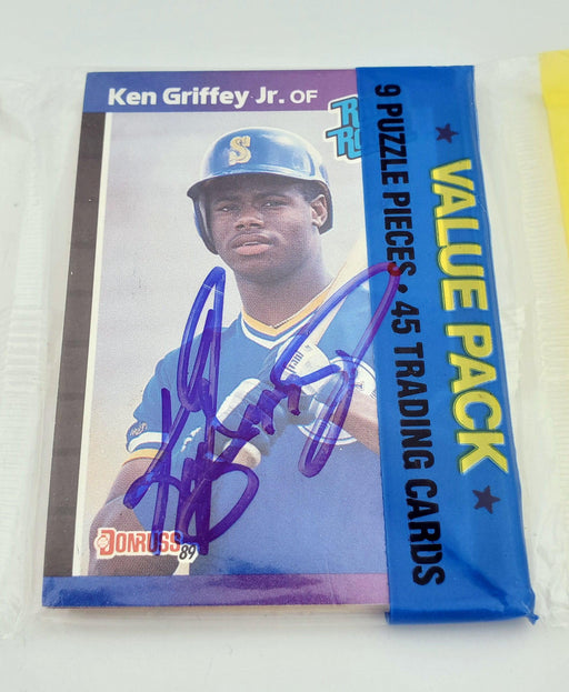 Ken Griffey Jr. Autographed Sealed 1989 Donruss Baseball Rack Pack Rookie Seattle Mariners Beckett BAS #BB79336 - RSA