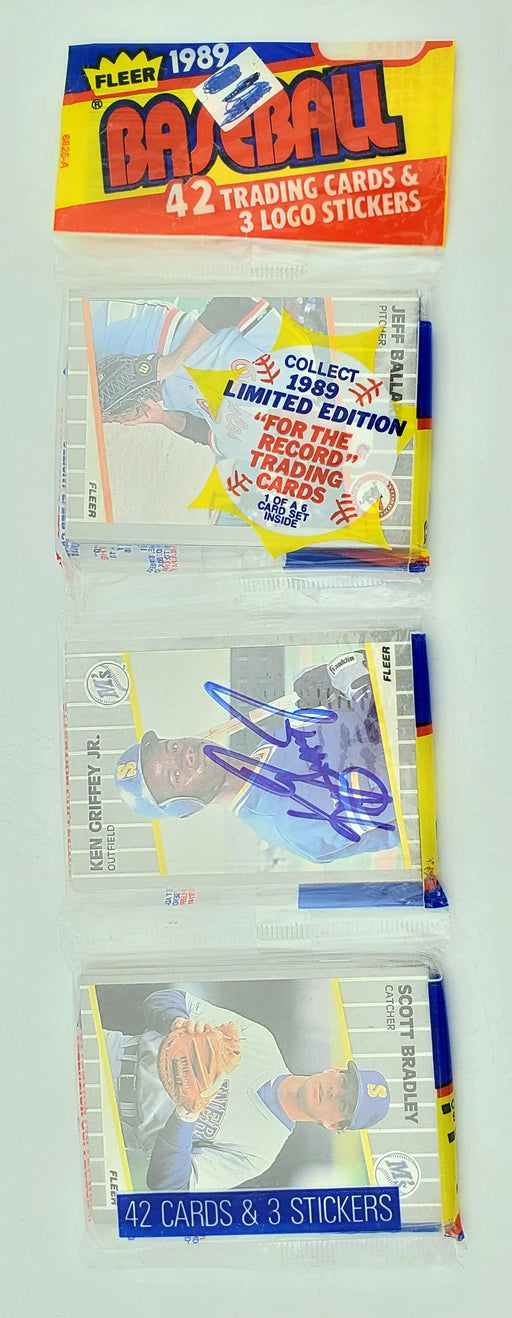 Ken Griffey Jr. Autographed Sealed 1989 Fleer Baseball Rack Pack Rookie Seattle Mariners Beckett BAS #BB79338 - RSA