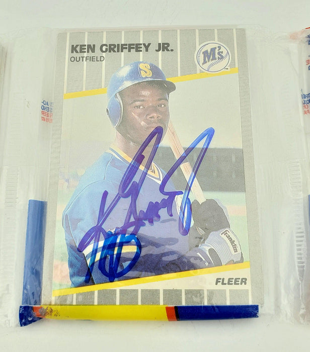 Ken Griffey Jr. Autographed Sealed 1989 Fleer Baseball Rack Pack Rookie Seattle Mariners Beckett BAS #BB79338 - RSA