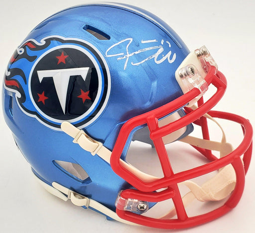 Ryan Tannehill Autographed Tennessee Titans Flash Blue Speed Mini Helmet Beckett BAS QR #WN46893 - RSA