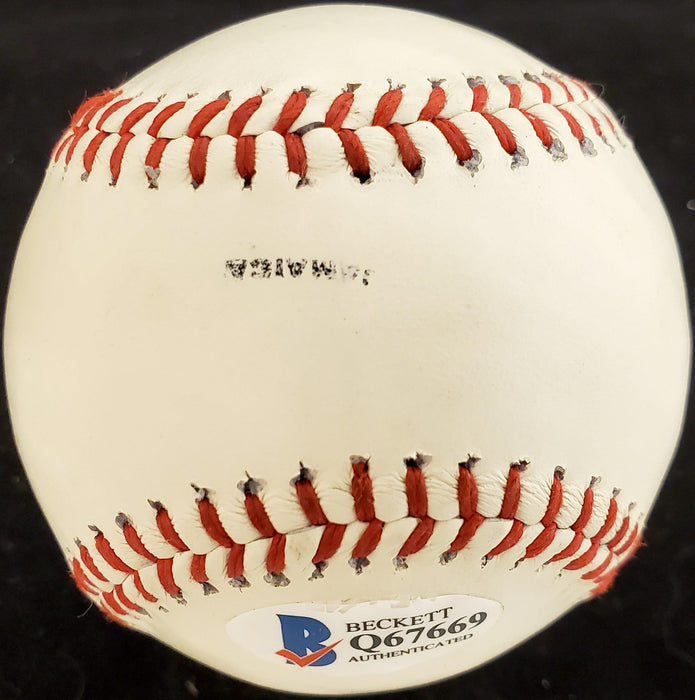 Hank Aaron Autographed Official League Baseball Atlanta Braves Vintage Signature Beckett BAS #Q67669 - RSA