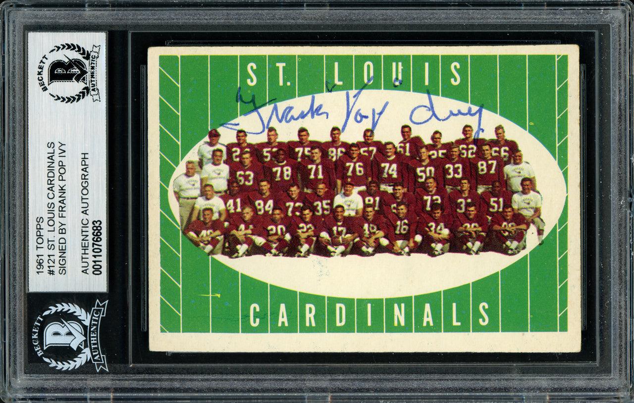 Frank "Pop" Ivy Autographed 1961 Topps Card #121 St. Louis Cardinals Beckett BAS #11076683 - RSA