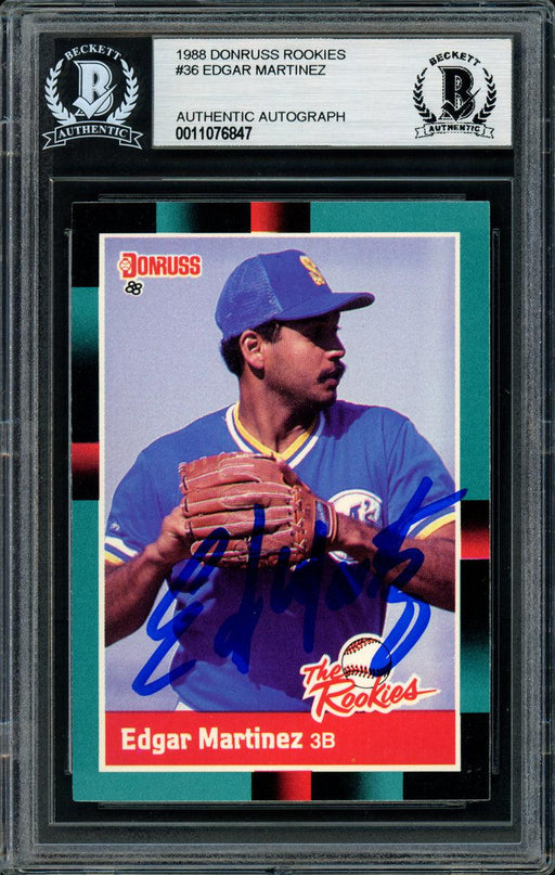Edgar Martinez Autographed 1988 Donruss The Rookies Rookie Card #36 Seattle Mariners Beckett BAS Stock #147090 - RSA