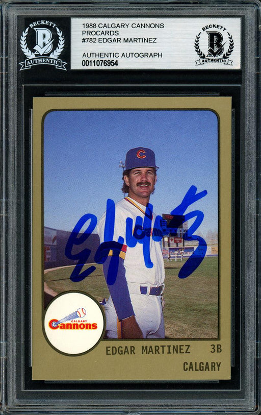 Edgar Martinez Autographed 1988 Procards Rookie Card #782 Seattle Mariners Beckett BAS Stock #147105 - RSA