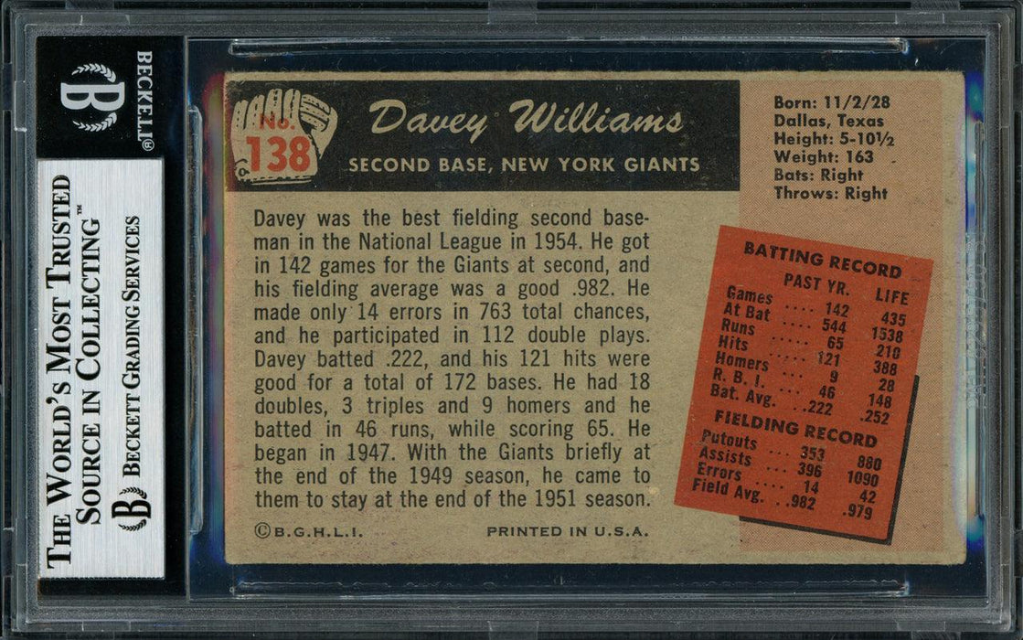 Dave "Davey" Williams Autographed 1955 Bowman Card #138 New York Giants Beckett BAS #11077289 - RSA