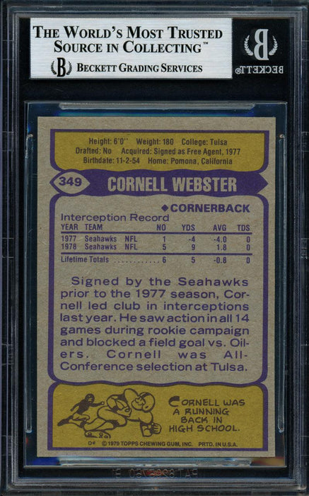 Cornell Webster Autographed 1979 Topps Rookie Card #349 Seattle Seahawks Beckett BAS #11144749 - RSA