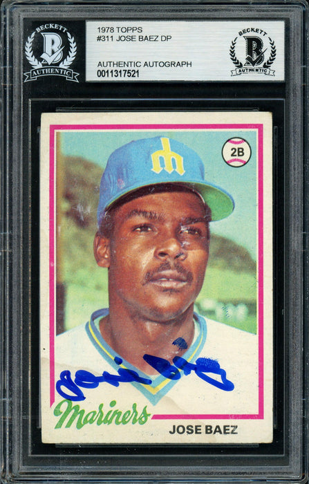 Jose Baez Autographed 1978 Topps Rookie Card #311 Seattle Mariners Beckett BAS #11317521 - RSA