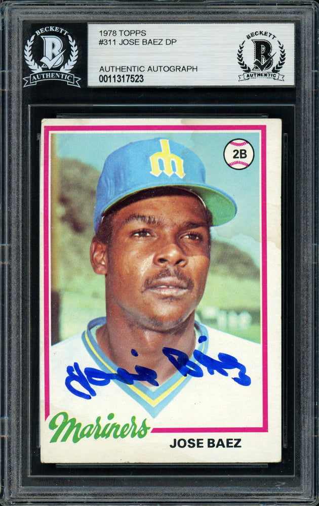 Jose Baez Autographed 1978 Topps Rookie Card #311 Seattle Mariners Beckett BAS #11317523 - RSA