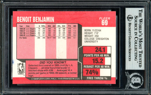 Benoit Benjamin Autographed 1989-90 Fleer Card #69 Los Angeles Clippers Beckett BAS #11317889 - RSA