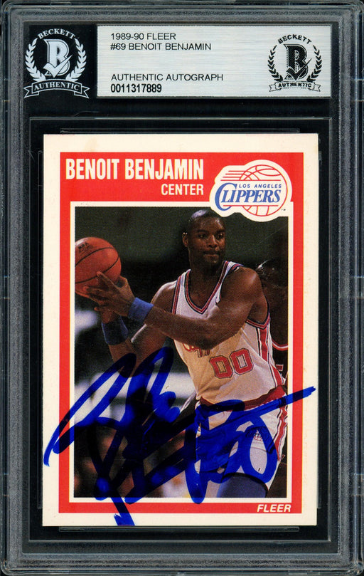 Benoit Benjamin Autographed 1989-90 Fleer Card #69 Los Angeles Clippers Beckett BAS #11317889 - RSA