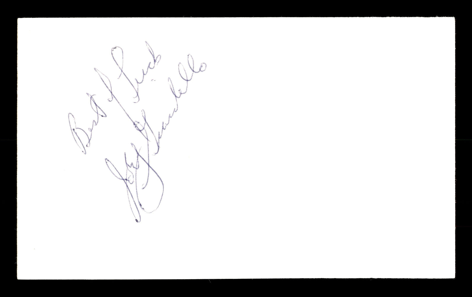 Joey Giardello Autographed 3x5 Index Card Middleweight Champ "Best Of Luck" SKU #179716 - RSA
