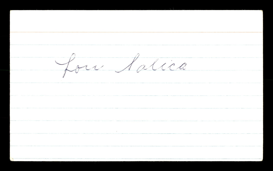 Louis "Lou" Salica Autographed 3x5 Index Card Bantamweight Champ SKU #179718 - RSA