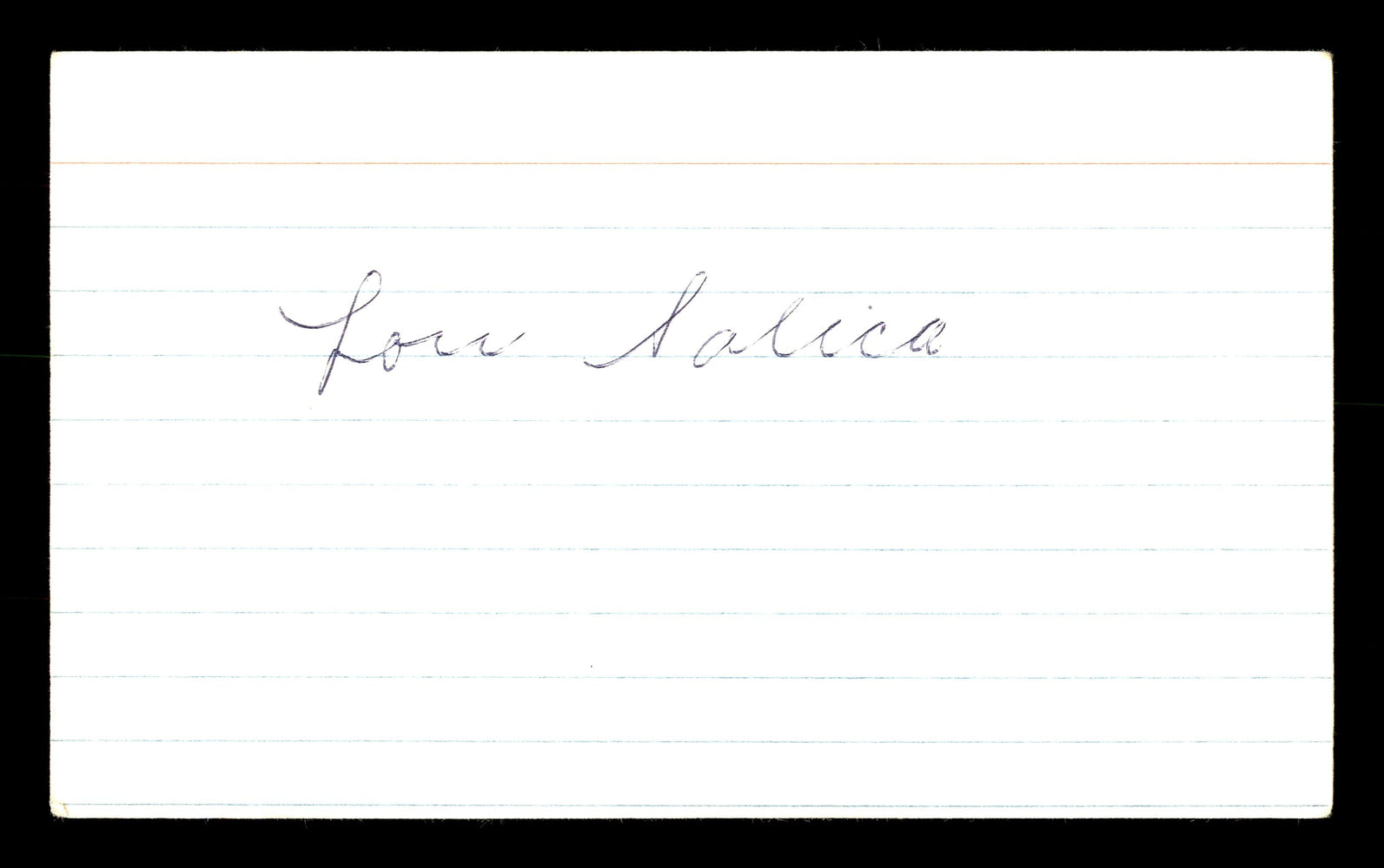 Louis "Lou" Salica Autographed 3x5 Index Card Bantamweight Champ SKU #179718 - RSA