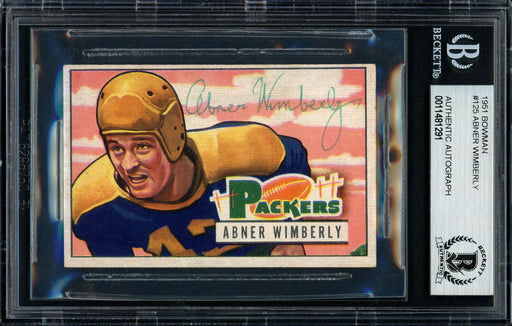Abner Wimberly Autographed 1951 Bowman Rookie Card #125 Green Bay Packers Died 1976 Beckett BAS #11481291 - RSA