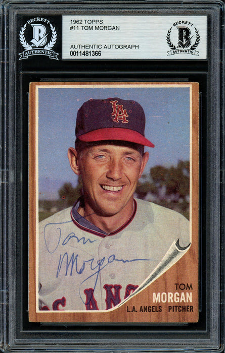 Tom Morgan Autographed 1962 Topps Card #11 Los Angeles Angels Beckett BAS #11481366 - RSA