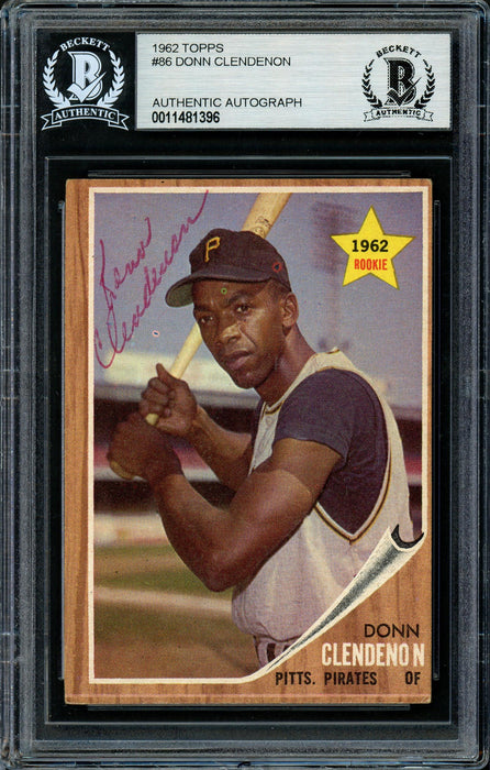 Donn Clendenon Autographed 1962 Topps Rookie Card #86 Pittsburgh Pirates Beckett BAS #11481396 - RSA