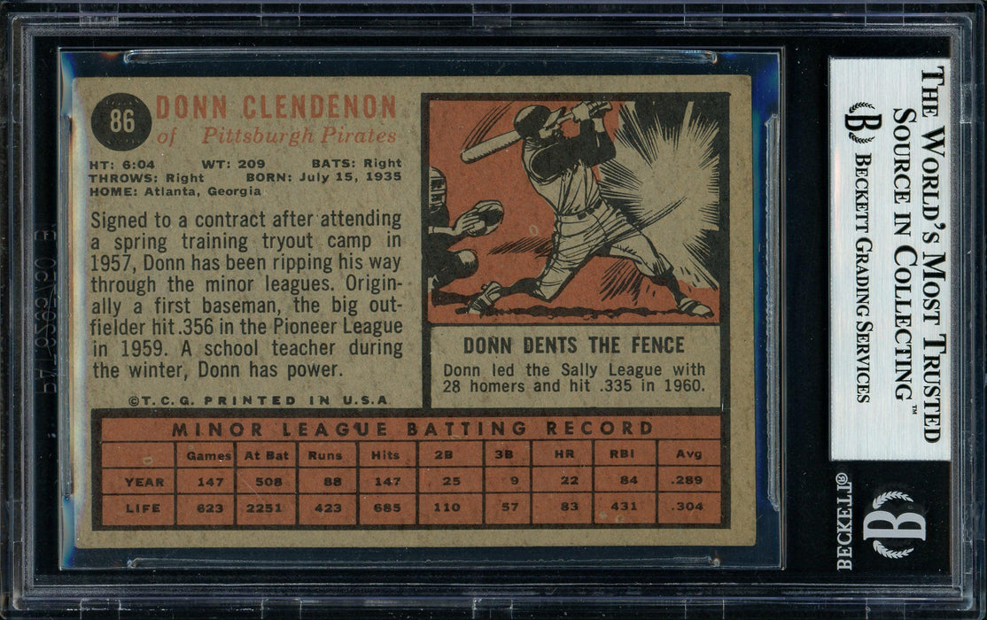 Donn Clendenon Autographed 1962 Topps Rookie Card #86 Pittsburgh Pirates Beckett BAS #11481397 - RSA