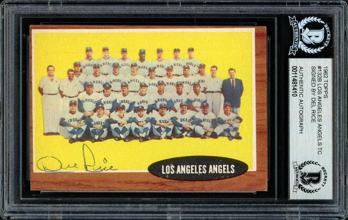 Del Rice Autographed 1962 Topps Card #132 Los Angeles Angels Beckett BAS #11481410 - RSA