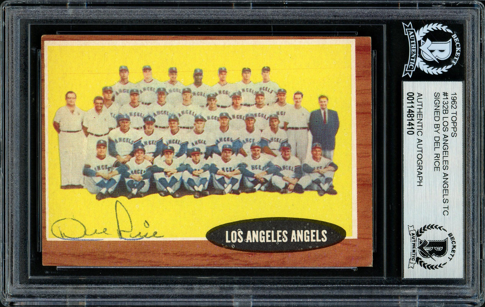 Del Rice Autographed 1962 Topps Card #132 Los Angeles Angels Beckett BAS #11481410 - RSA