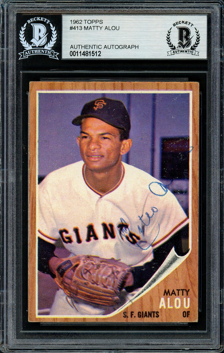 Matty Alou Autographed 1962 Topps Card #413 San Francisco Giants Beckett BAS #11481512 - RSA