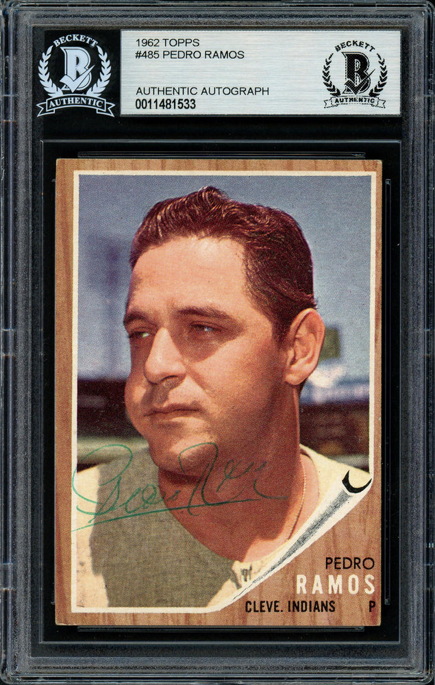 Pedro Ramos Autographed 1962 Topps Card #485 Cleveland Indians Beckett BAS #11481533 - RSA