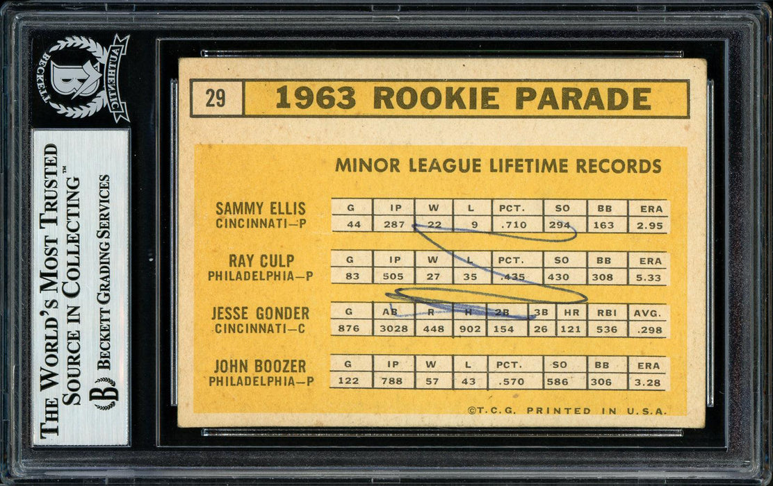 Jesse Gonder Autographed 1963 Topps Rookie Card #29 Cincinnati Reds Beckett BAS #11481633 - RSA