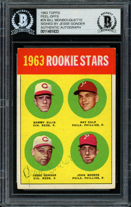 Jesse Gonder Autographed 1963 Topps Rookie Card #29 Cincinnati Reds Beckett BAS #11481633 - RSA