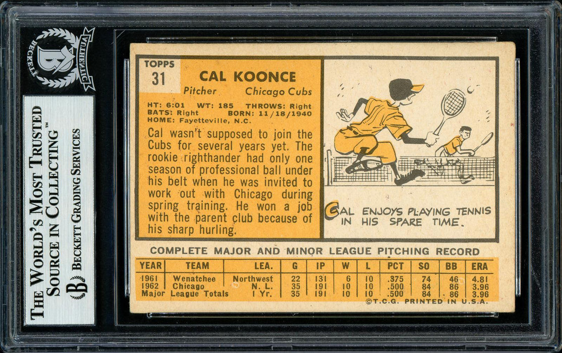 Cal Koonce Autographed 1963 Topps Rookie Card #31 Chicago Cubs Beckett BAS #11481636 - RSA