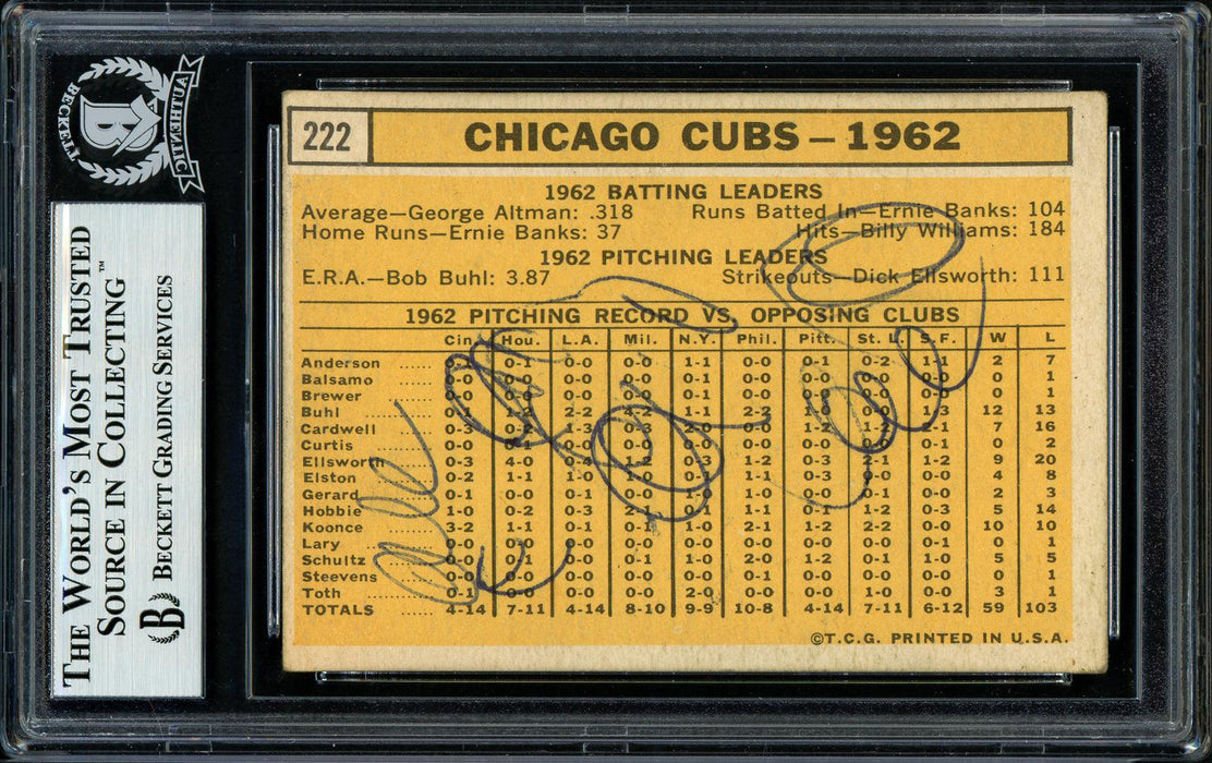 Verlon Walker & Fred Martin Autographed 1963 Topps Card #222 Chicago Cubs Coaches Beckett BAS #11481740 - RSA