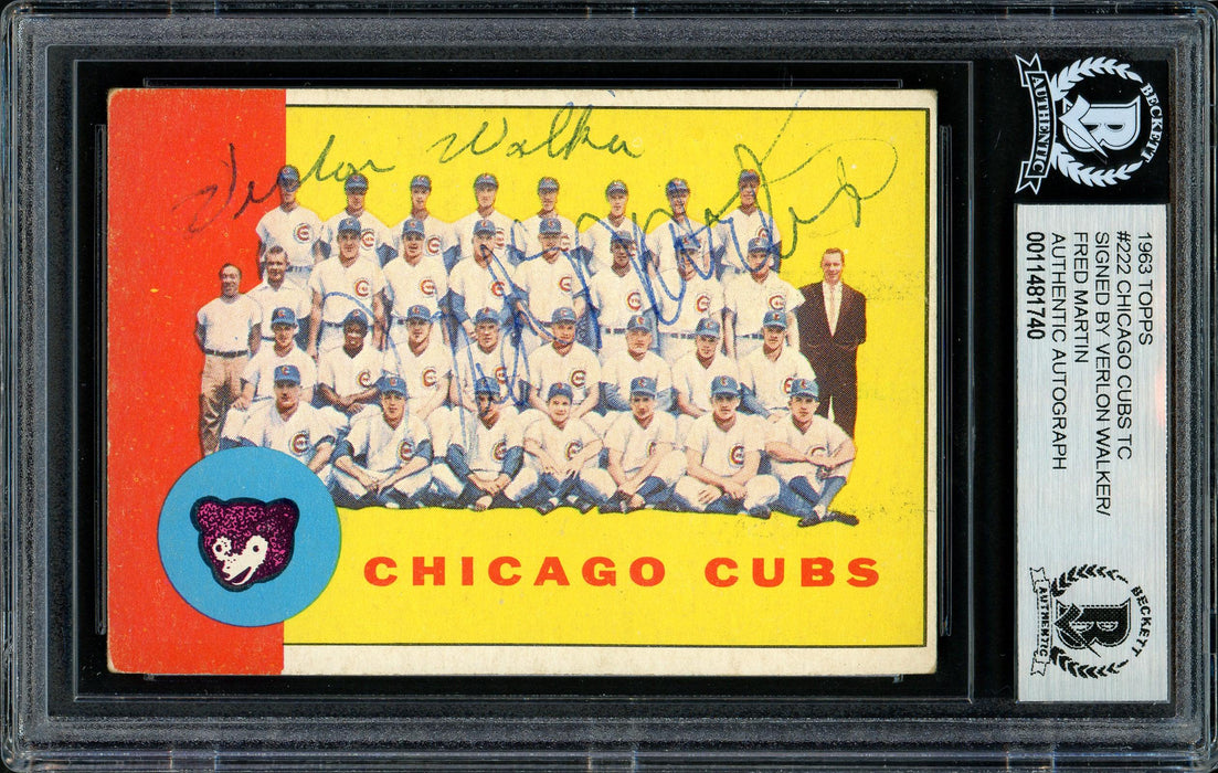 Verlon Walker & Fred Martin Autographed 1963 Topps Card #222 Chicago Cubs Coaches Beckett BAS #11481740 - RSA