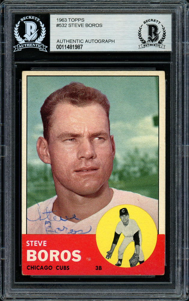 Steve Boros Autographed 1963 Topps High Number Card #532 Chicago Cubs Beckett BAS #11481987 - RSA