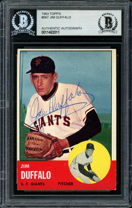 Jim Duffalo Autographed 1963 Topps High Number Card #567 San Francisco Giants Beckett BAS #11482011 - RSA