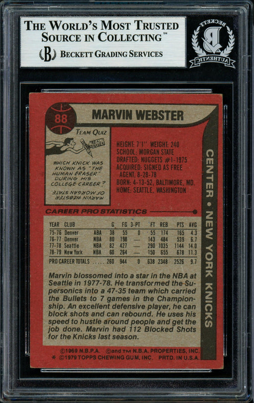 Marvin Webster Autographed 1979-80 Topps Card #88 New York Knicks Beckett BAS #11482515 - RSA