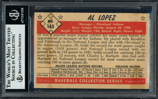 Al Lopez Autographed 1953 Bowman Color Card #143 Cleveland Indians Beckett BAS #11484720 - RSA