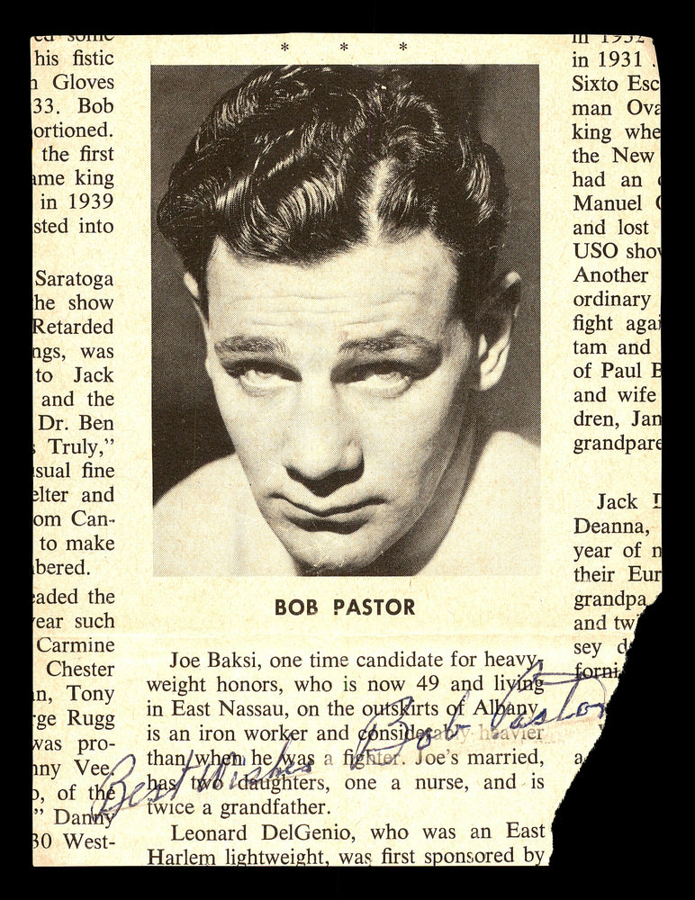 Bob Pastor Autographed 3.5x5 Magazine Page Photo Heavyweight Boxer "Best Wishes" SKU #179722 - RSA