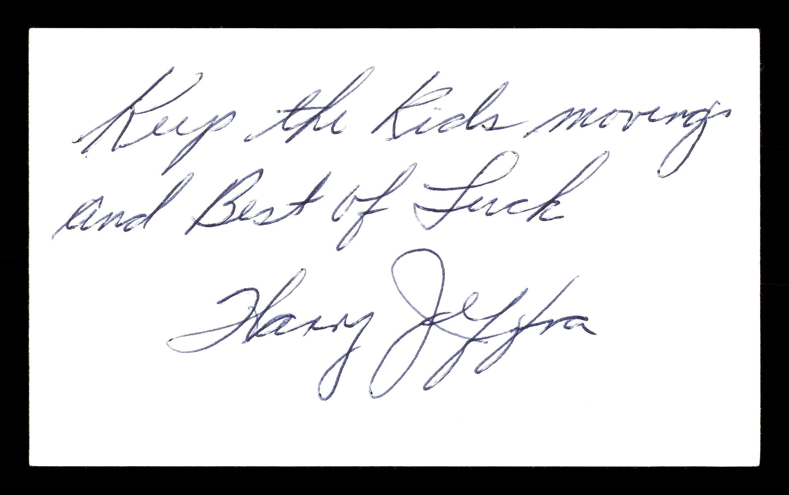 Harry Jeffra Autographed 3x5 Index Card Bantamweight Champ "Best Of Luck" SKU #179725 - RSA