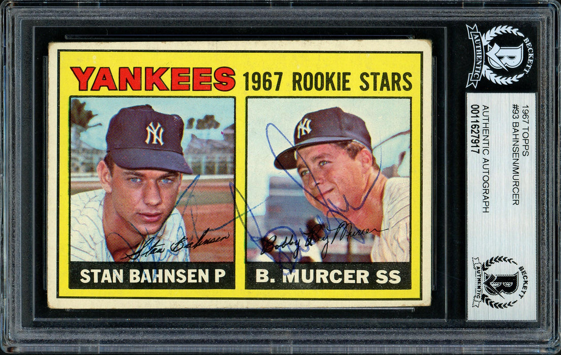 Bobby Murcer & Stan Bahnsen Autographed 1967 Topps Rookie Card #93 New York Yankees Beckett BAS #11627917 - RSA