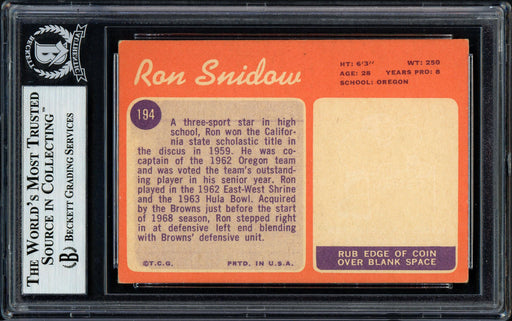 Ron Snidow Autographed 1970 Topps Rookie Card #194 Cleveland Browns Beckett BAS #11627950 - RSA