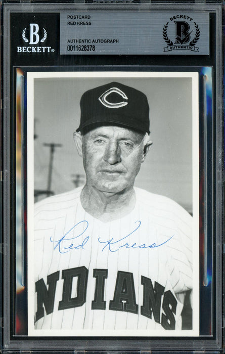 Red Kress Autographed 3.5x5.5 Postcard Cleveland Indians Died 1962 Beckett BAS #11628378 - RSA
