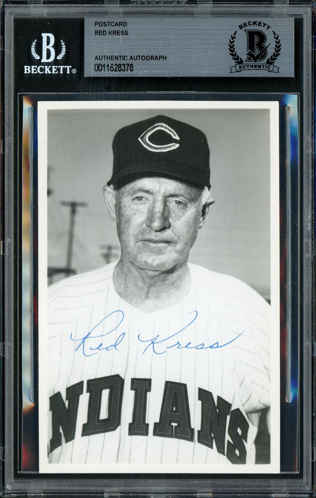 Red Kress Autographed 3.5x5.5 Postcard Cleveland Indians Died 1962 Beckett BAS #11628378 - RSA
