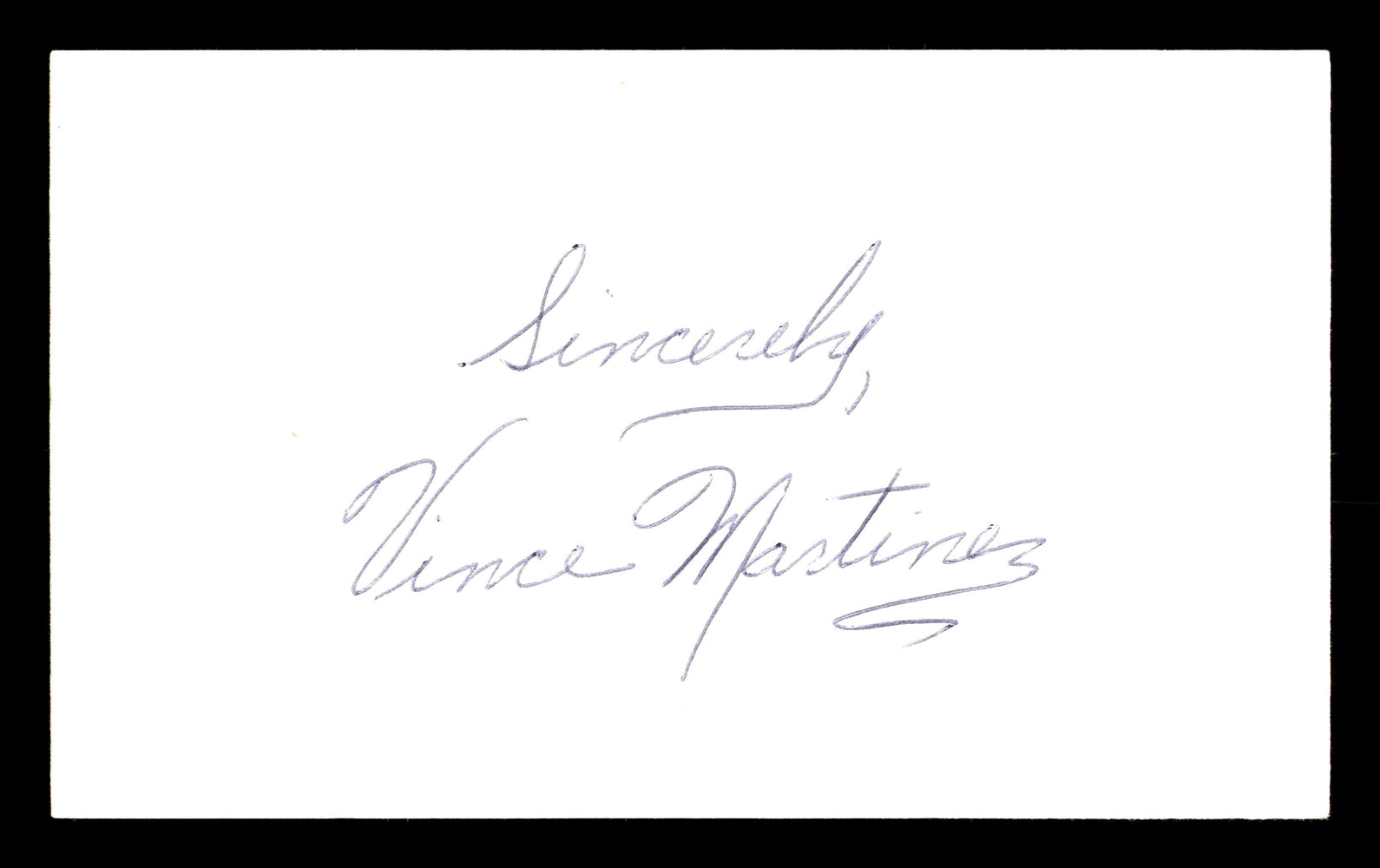 Vince Martinez Autographed 3x5 Index Card Boxer SKU #179731 - RSA