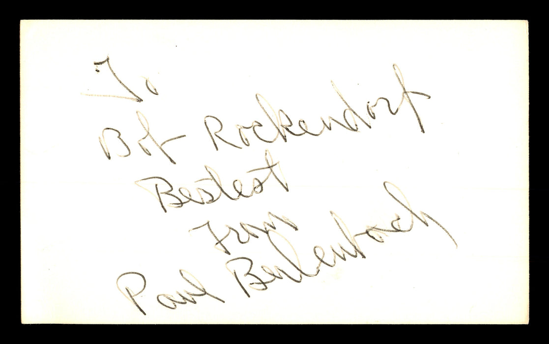 Paul Berlenbach Autographed 3x5 Index Card Light Heavyweight Champ "To Bob" SKU #179733 - RSA