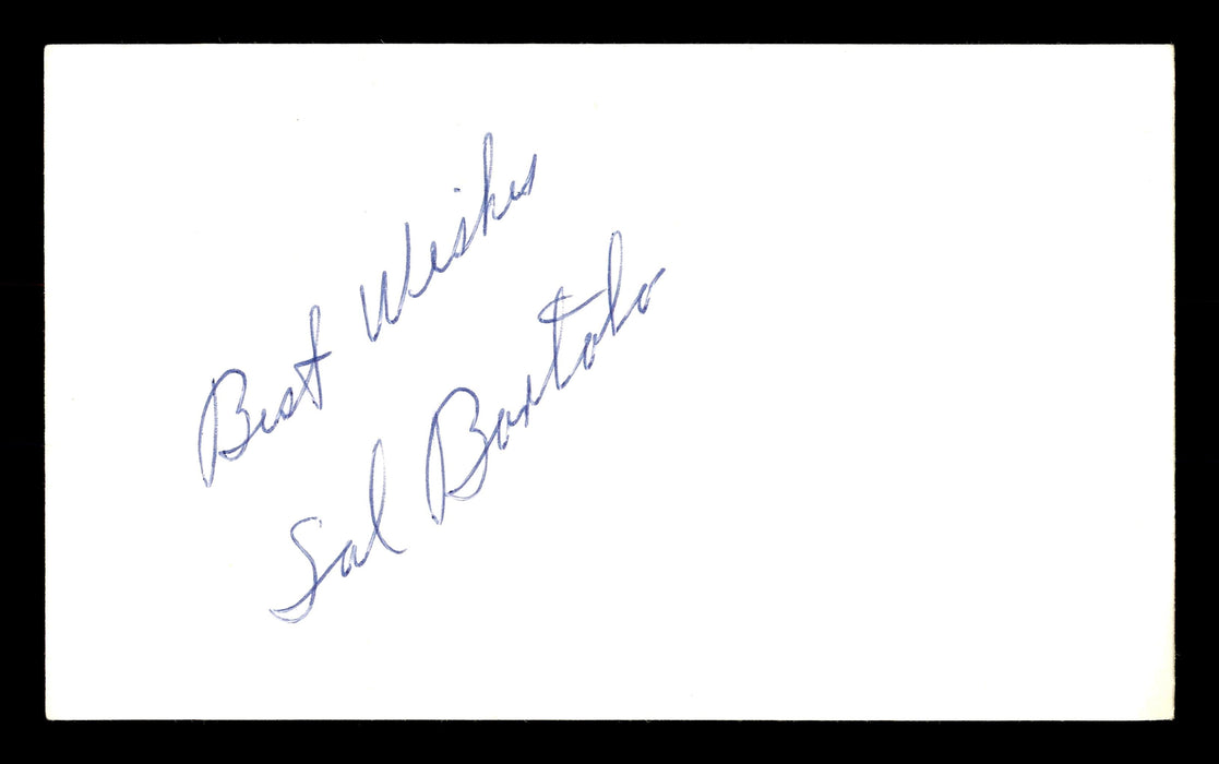 Sal Bartolo Autographed 3x5 Index Card Featherweight Champ "Best Wishes" SKU #179738 - RSA