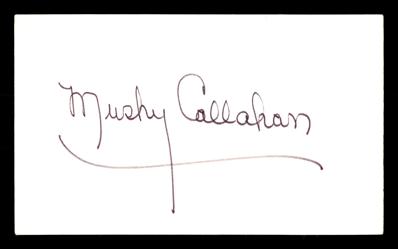 Mushy Callahan Autographed 3x5 Index Card Boxer SKU #179740 - RSA