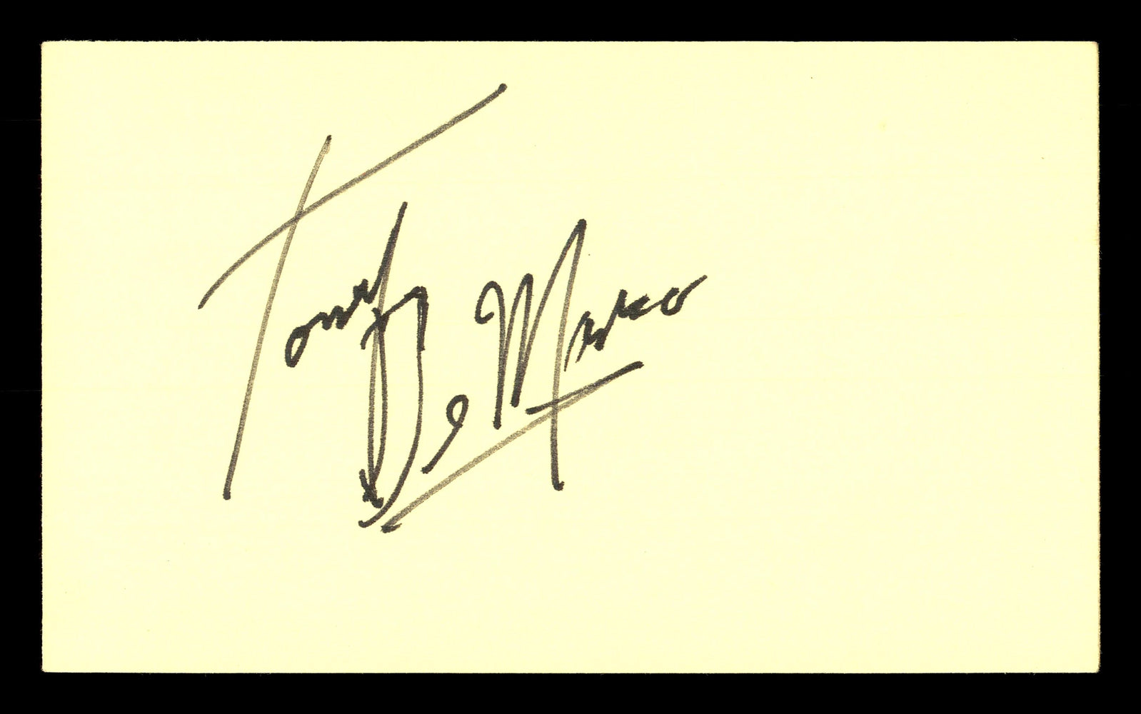 Tony DeMarco Autographed 3x5 Index Card Boxing Champ SKU #179743 - RSA