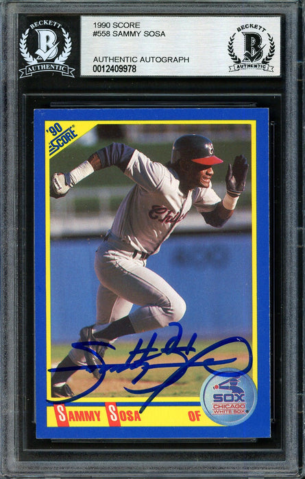 Sammy Sosa Autographed 1990 Score Rookie Card #558 Chicago White Sox Beckett BAS #12409978 - RSA