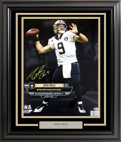 Drew Brees Autographed Framed 16x20 Photo New Orleans Saints Beckett BAS Stock #200335 - RSA