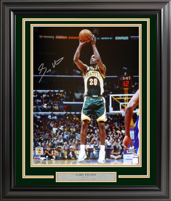 Gary Payton Autographed Framed 16x20 Photo Seattle Supersonics PSA/DNA Stock #200338 - RSA